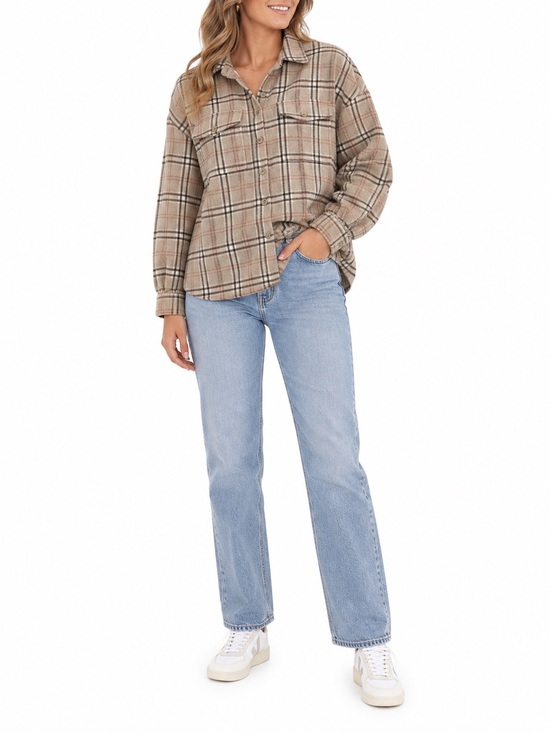 Nordstrom Jackets & Blazers - Nordstrom Size Small Brown and Pink Plaid Flannel Shacket Jacket